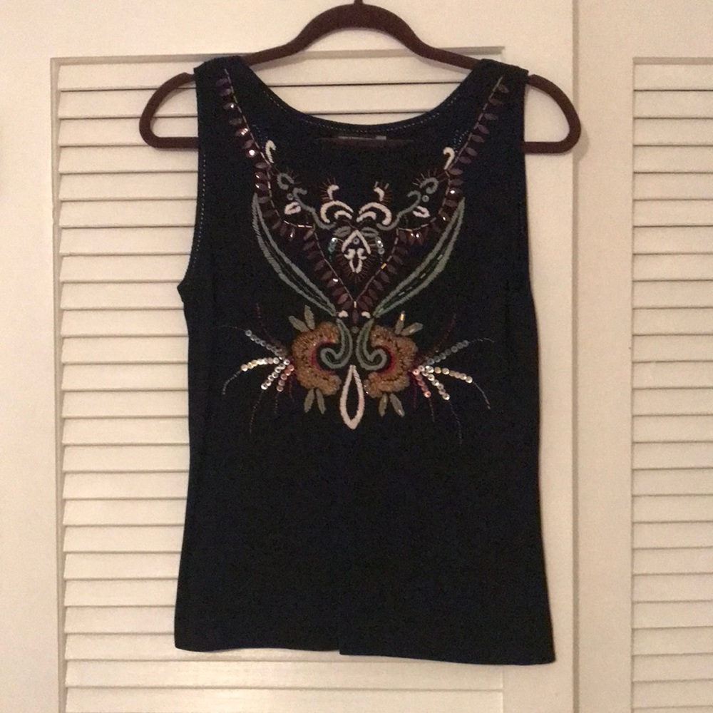 Embroidered black top
